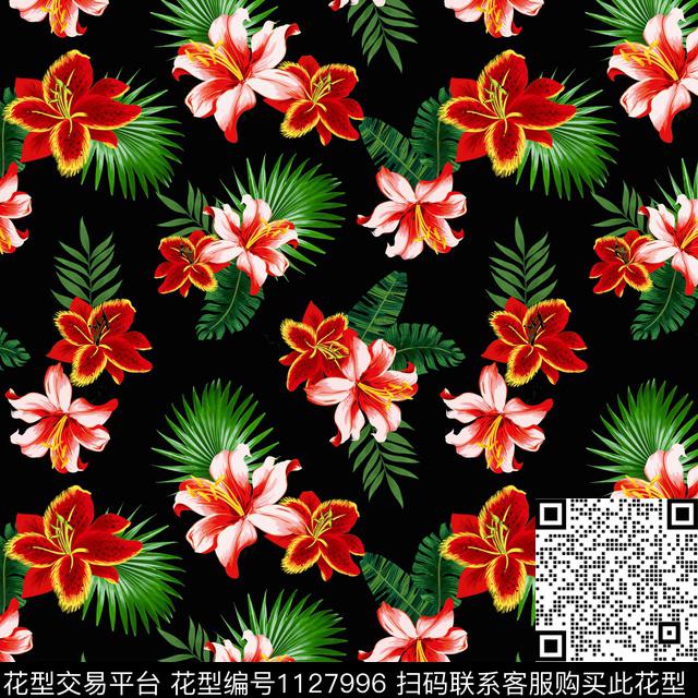 花卉热带华亿平台清爽底花卉传统印花华亿平台下载（图片编号: 1127996） - 瓦栏（Walan）