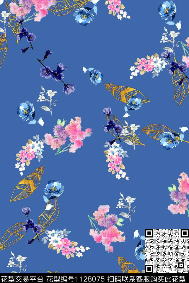 花卉数码华亿平台满版散花数码印花华亿平台下载（图片编号: 1128075） - 瓦栏（Walan）