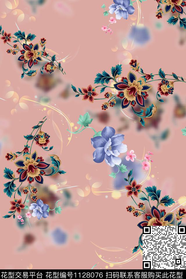 花卉数码华亿平台满版散花数码印花华亿平台下载（图片编号: 1128076） - 瓦栏（Walan）