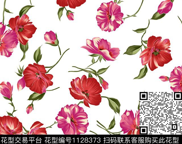 红花春夏华亿平台抽象数码印花华亿平台下载（图片编号: 1128373） - 瓦栏（Walan）