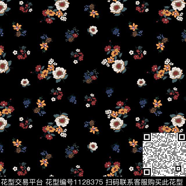 手绘花卉小碎花抽象花卉传统印花华亿平台下载（图片编号: 1128375） - 瓦栏（Walan）