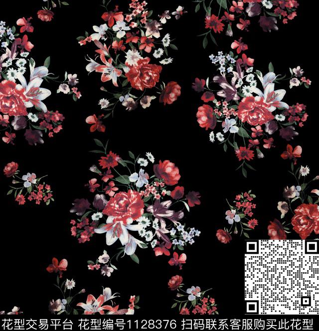 红花手绘花卉小碎花传统印花华亿平台下载（图片编号: 1128376） - 瓦栏（Walan）