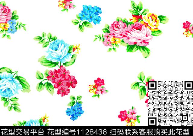 时尚大花数码印花华亿平台下载（图片编号: 1128436） - 瓦栏（Walan）