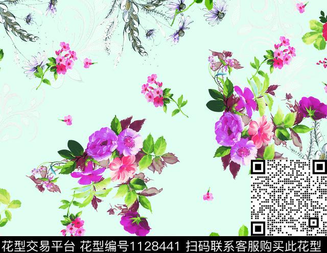 素雅大花数码华亿平台数码印花华亿平台下载（图片编号: 1128441） - 瓦栏（Walan）