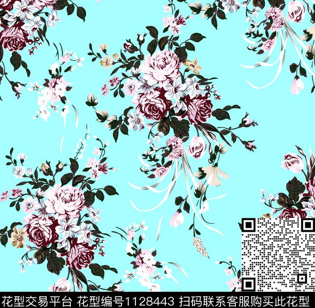 时尚大花数码印花华亿平台下载（图片编号: 1128443） - 瓦栏（Walan）