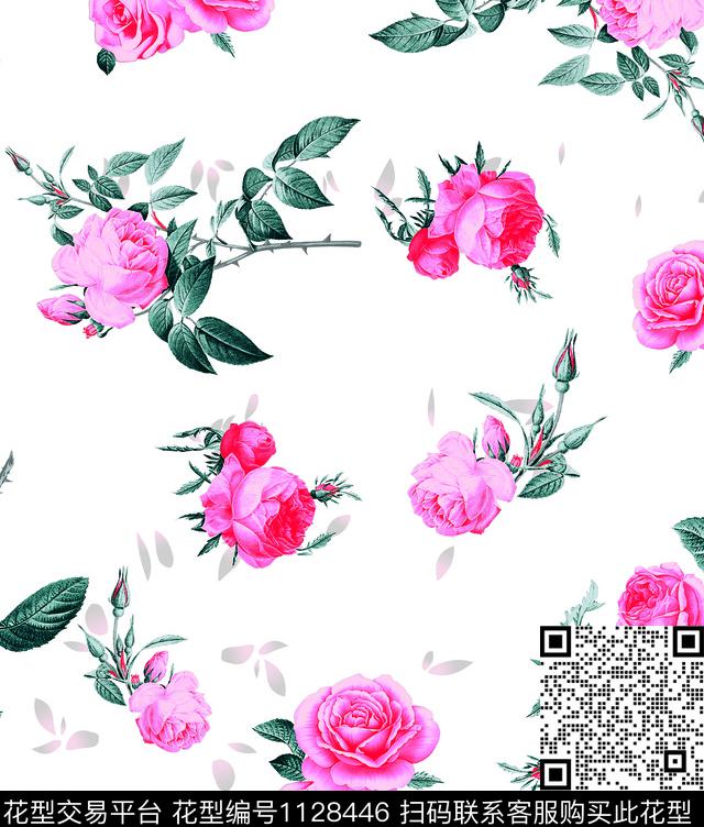 时尚大花数码印花华亿平台下载（图片编号: 1128446） - 瓦栏（Walan）