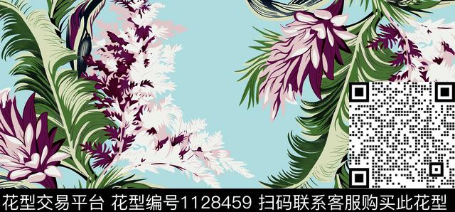 时尚大花数码印花华亿平台下载（图片编号: 1128459） - 瓦栏（Walan）