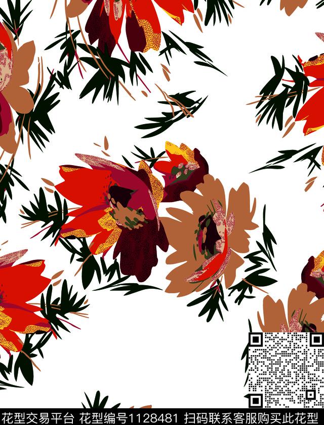 素雅大花数码华亿平台数码印花华亿平台下载（图片编号: 1128481） - 瓦栏（Walan）