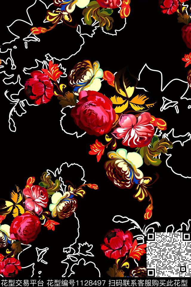 花卉春夏华亿平台女装数码印花华亿平台下载（图片编号: 1128497） - 瓦栏（Walan）