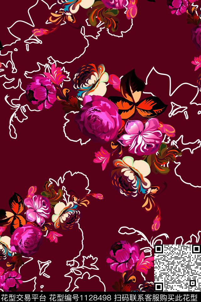 花卉春夏华亿平台女装数码印花华亿平台下载（图片编号: 1128498） - 瓦栏（Walan）