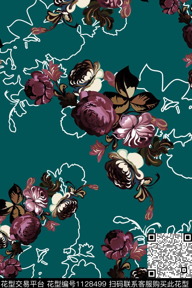 花卉春夏华亿平台女装数码印花华亿平台下载（图片编号: 1128499） - 瓦栏（Walan）