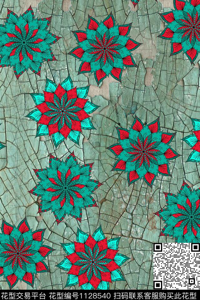 数码华亿平台抽象花卉数码印花华亿平台下载（图片编号: 1128540） - 瓦栏（Walan）