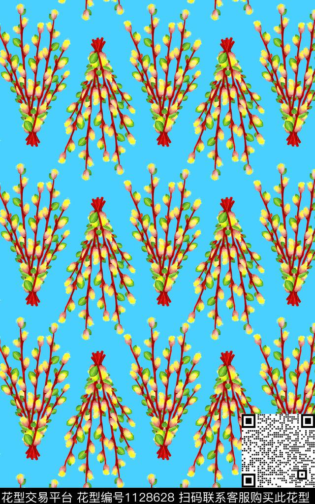 花卉抽象树枝数码印花华亿平台下载（图片编号: 1128628） - 瓦栏（Walan）