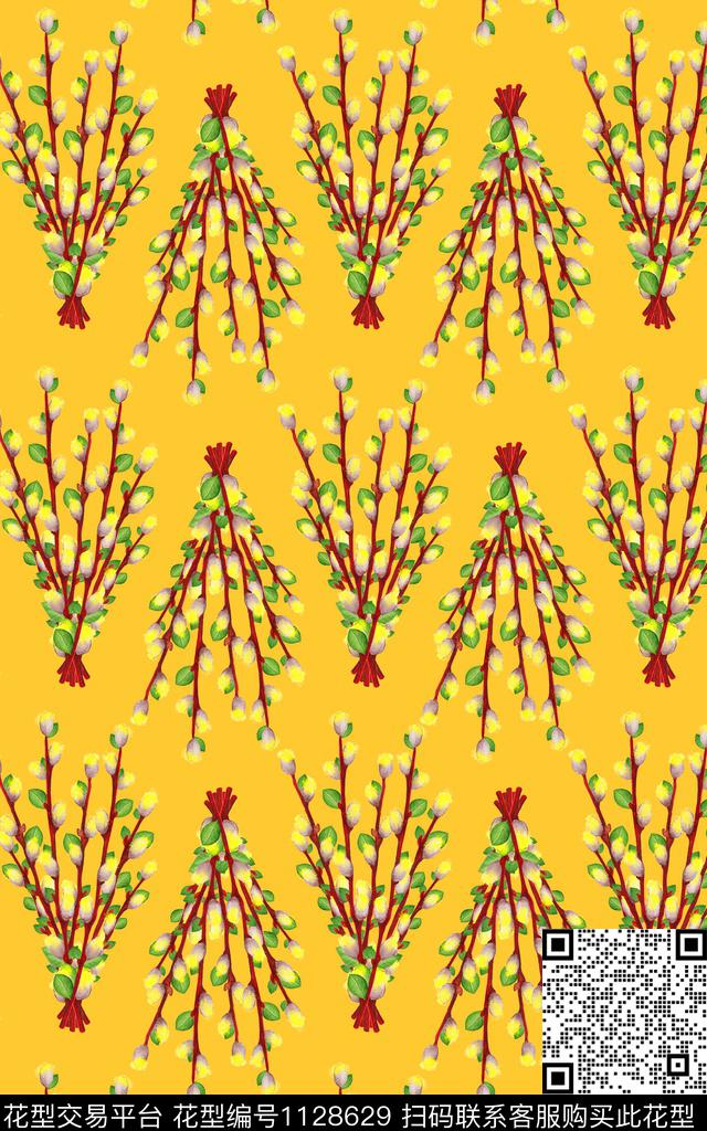 花卉抽象树枝数码印花华亿平台下载（图片编号: 1128629） - 瓦栏（Walan）