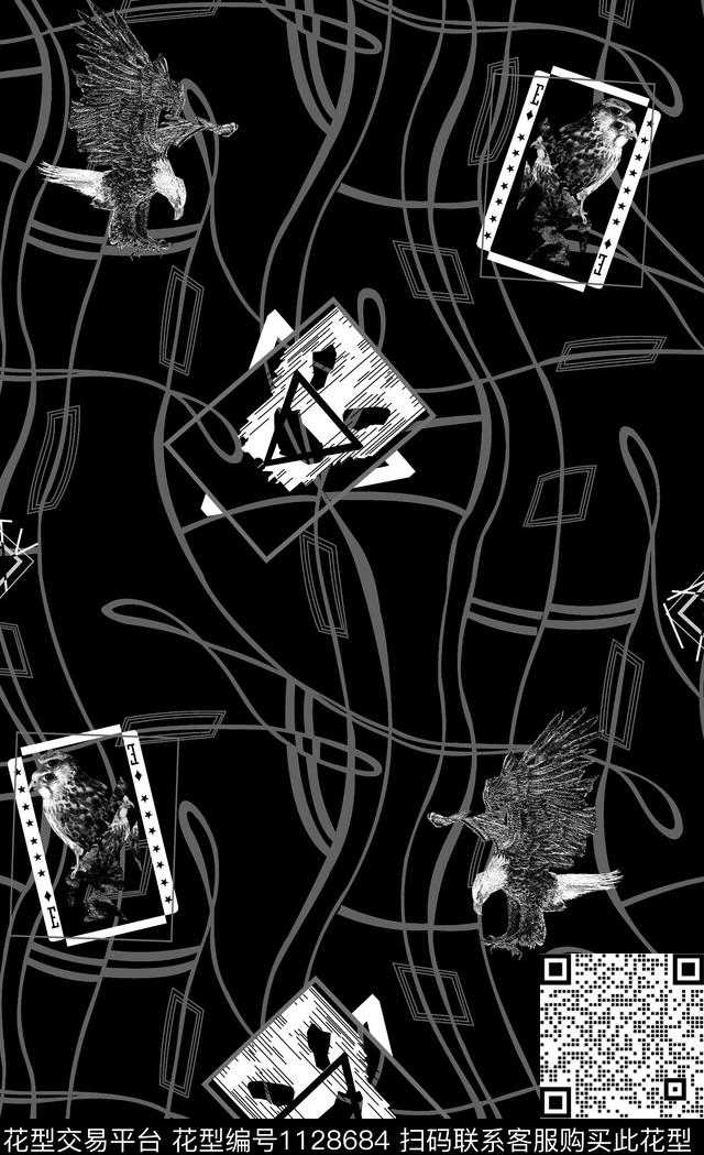 几何潮牌抽象数码印花华亿平台下载（图片编号: 1128684） - 瓦栏（Walan）