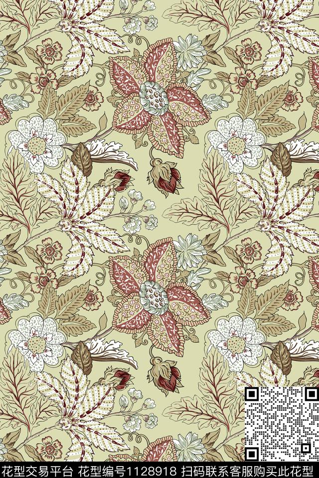 花卉女装手绘花卉数码印花华亿平台下载（图片编号: 1128918） - 瓦栏（Walan）