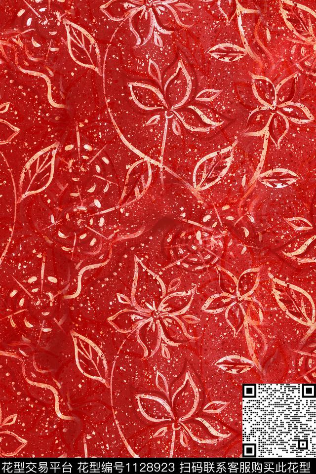 花卉女装手绘花卉数码印花华亿平台下载（图片编号: 1128923） - 瓦栏（Walan）