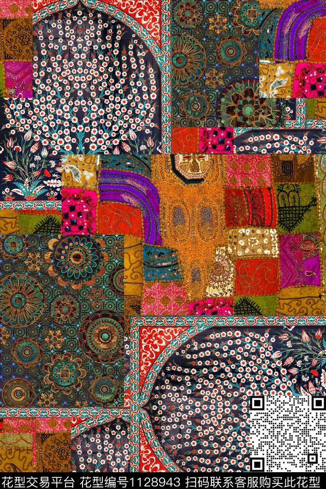 花卉女装手绘花卉数码印花华亿平台下载（图片编号: 1128943） - 瓦栏（Walan）