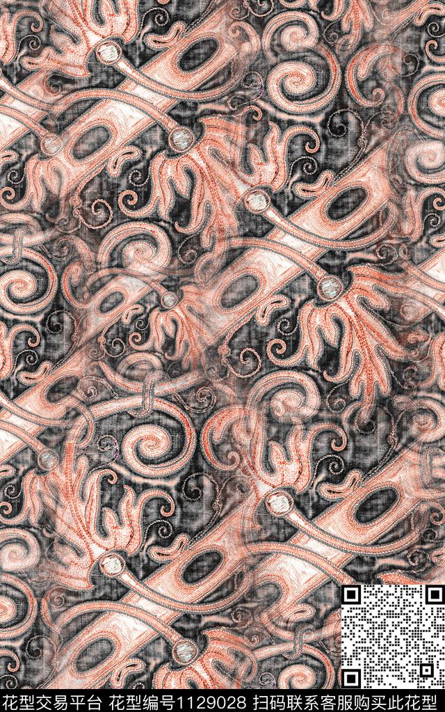 棉麻肌理秋冬华亿平台数码印花华亿平台下载（图片编号: 1129028） - 瓦栏（Walan）