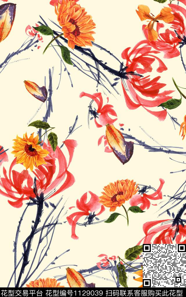 花卉数码华亿平台抽象数码印花华亿平台下载（图片编号: 1129039） - 瓦栏（Walan）