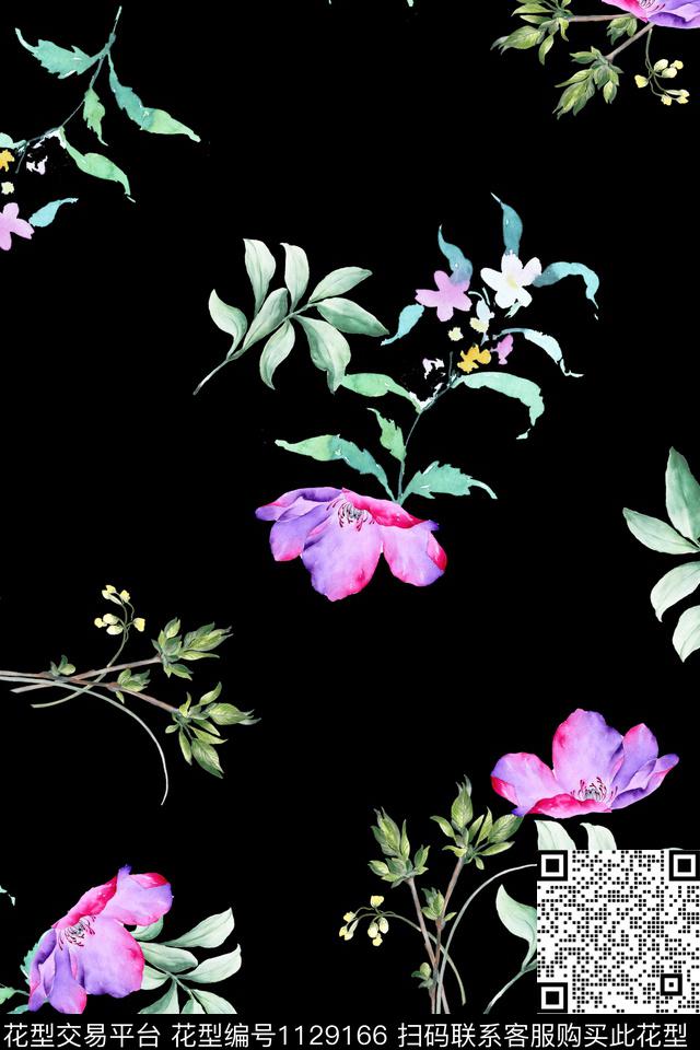 花卉数码华亿平台满版散花数码印花华亿平台下载（图片编号: 1129166） - 瓦栏（Walan）