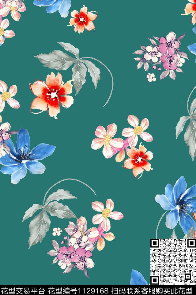 花卉数码华亿平台满版散花数码印花华亿平台下载（图片编号: 1129168） - 瓦栏（Walan）