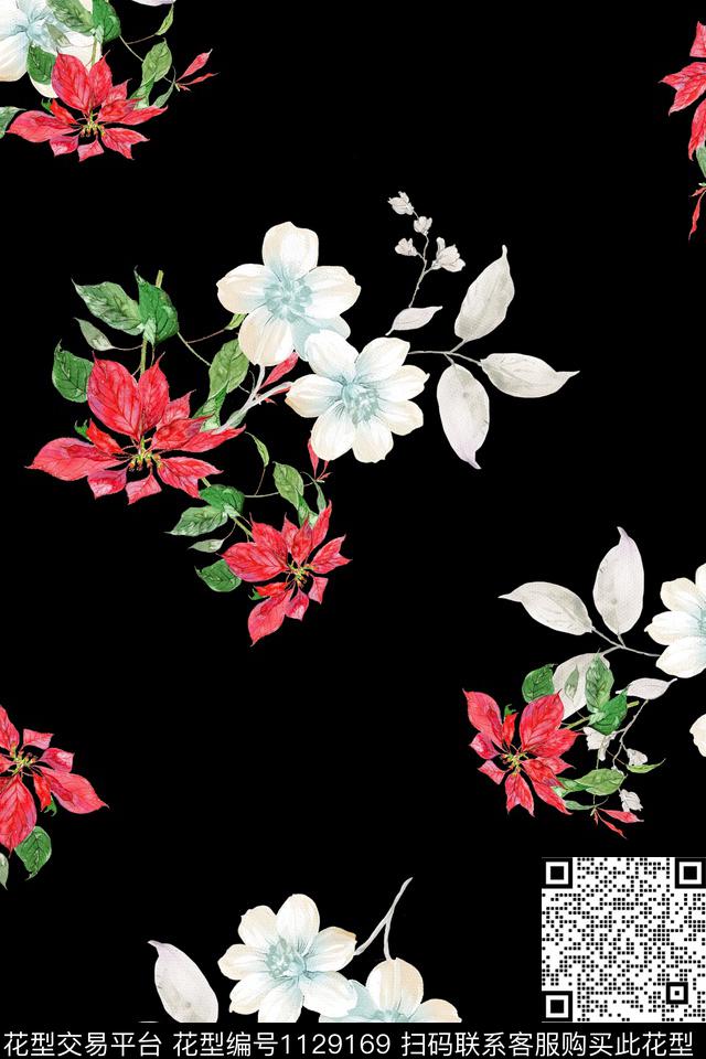 花卉数码华亿平台满版散花数码印花华亿平台下载（图片编号: 1129169） - 瓦栏（Walan）