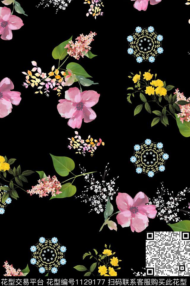 花卉数码华亿平台满版散花数码印花华亿平台下载（图片编号: 1129177） - 瓦栏（Walan）