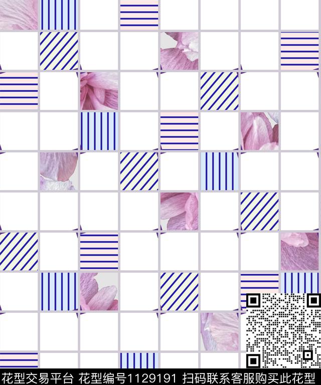 几何抽象格子数码印花华亿平台下载（图片编号: 1129191） - 瓦栏（Walan）