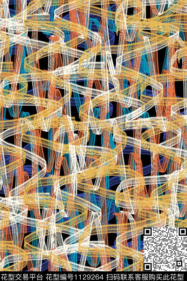 休闲笔触线条画传统印花华亿平台下载（图片编号: 1129264） - 瓦栏（Walan）