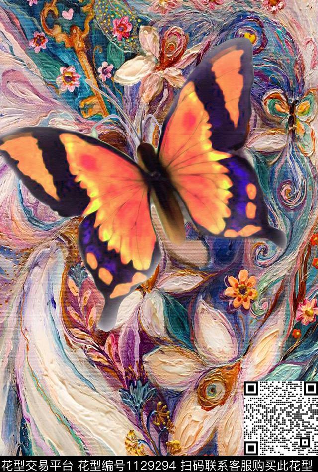 欧洲蝴蝶数码华亿平台数码印花华亿平台下载（图片编号: 1129294） - 瓦栏（Walan）