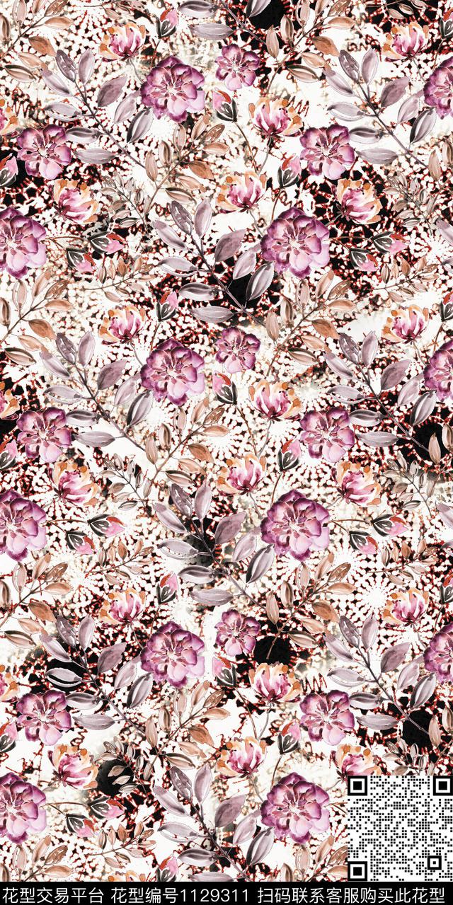 花卉数码华亿平台抽象数码印花华亿平台下载（图片编号: 1129311） - 瓦栏（Walan）