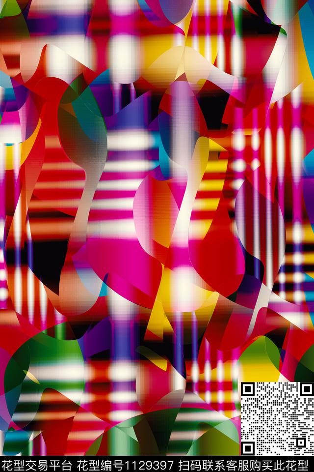 彩虹炫彩抽象男装数码印花华亿平台下载（图片编号: 1129397） - 瓦栏（Walan）