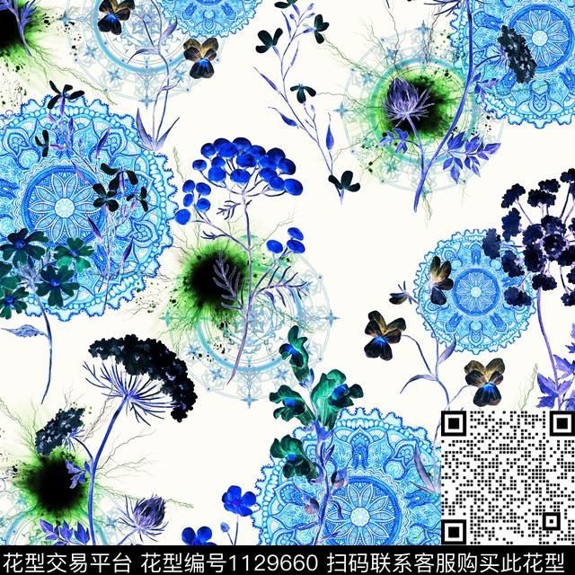 几何花卉民族风数码印花华亿平台下载（图片编号: 1129660） - 瓦栏（Walan）