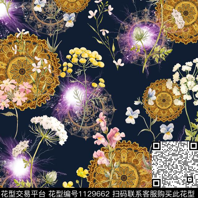 几何花卉民族风数码印花华亿平台下载（图片编号: 1129662） - 瓦栏（Walan）