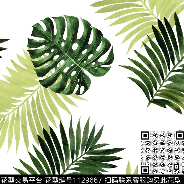 棕榈树热带华亿平台绿植树叶数码印花华亿平台下载（图片编号: 1129667） - 瓦栏（Walan）