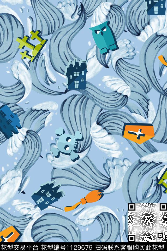 海浪海洋抽象传统印花华亿平台下载（图片编号: 1129679） - 瓦栏（Walan）