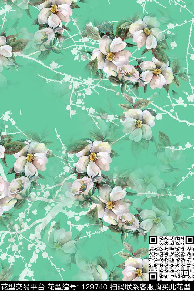 花卉女装彩地花卉数码印花华亿平台下载（图片编号: 1129740） - 瓦栏（Walan）