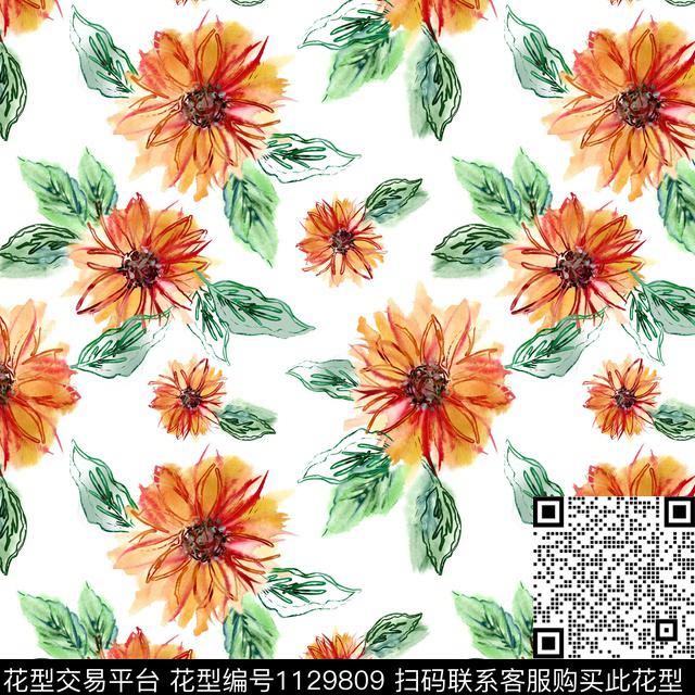 简欧花卉秋冬华亿平台数码印花华亿平台下载（图片编号: 1129809） - 瓦栏（Walan）