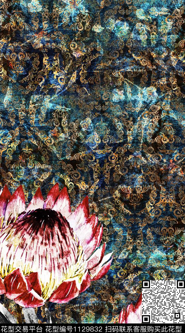花卉数码华亿平台抽象数码印花华亿平台下载（图片编号: 1129832） - 瓦栏（Walan）