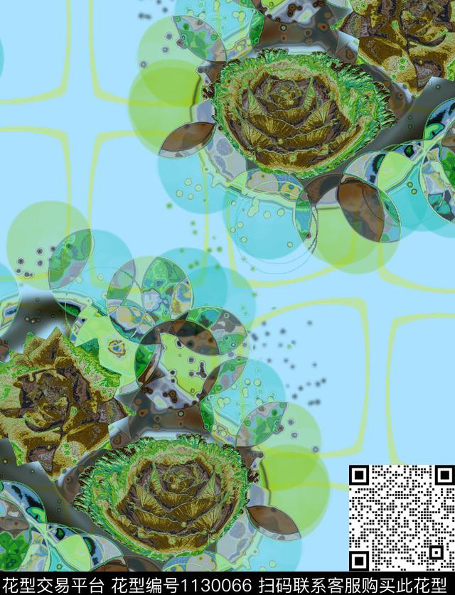 花卉抽象混合拼接数码印花华亿平台下载（图片编号: 1130066） - 瓦栏（Walan）