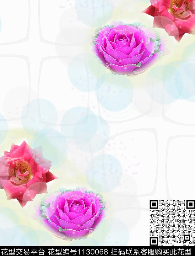 花卉抽象混合拼接数码印花华亿平台下载（图片编号: 1130068） - 瓦栏（Walan）