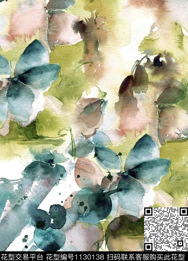 水仙花手绘玫瑰兰花数码印花华亿平台下载（图片编号: 1130138） - 瓦栏（Walan）