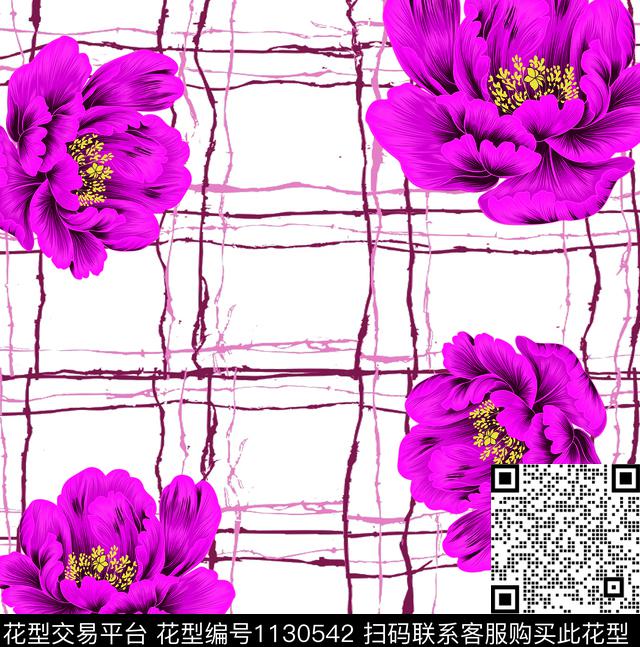 几何花卉手绘花卉数码华亿平台数码印花华亿平台下载（图片编号: 1130542） - 瓦栏（Walan）