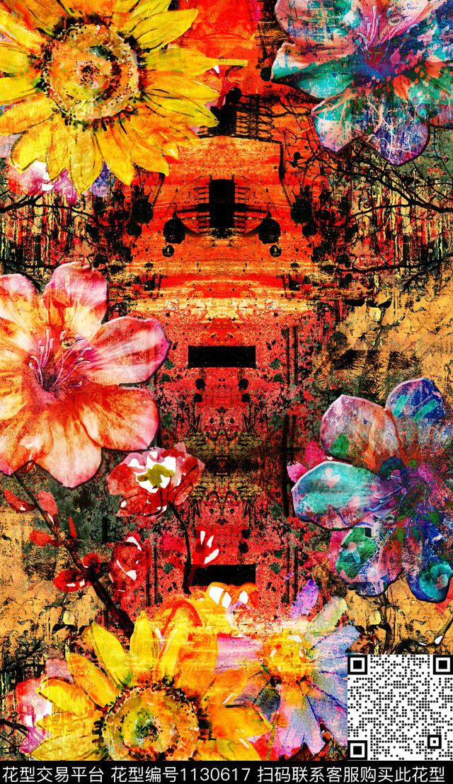 定位花波西米亚民族风数码印花华亿平台下载（图片编号: 1130617） - 瓦栏（Walan）