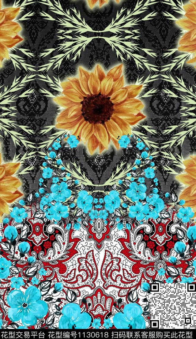 定位花波西米亚民族风数码印花华亿平台下载（图片编号: 1130618） - 瓦栏（Walan）