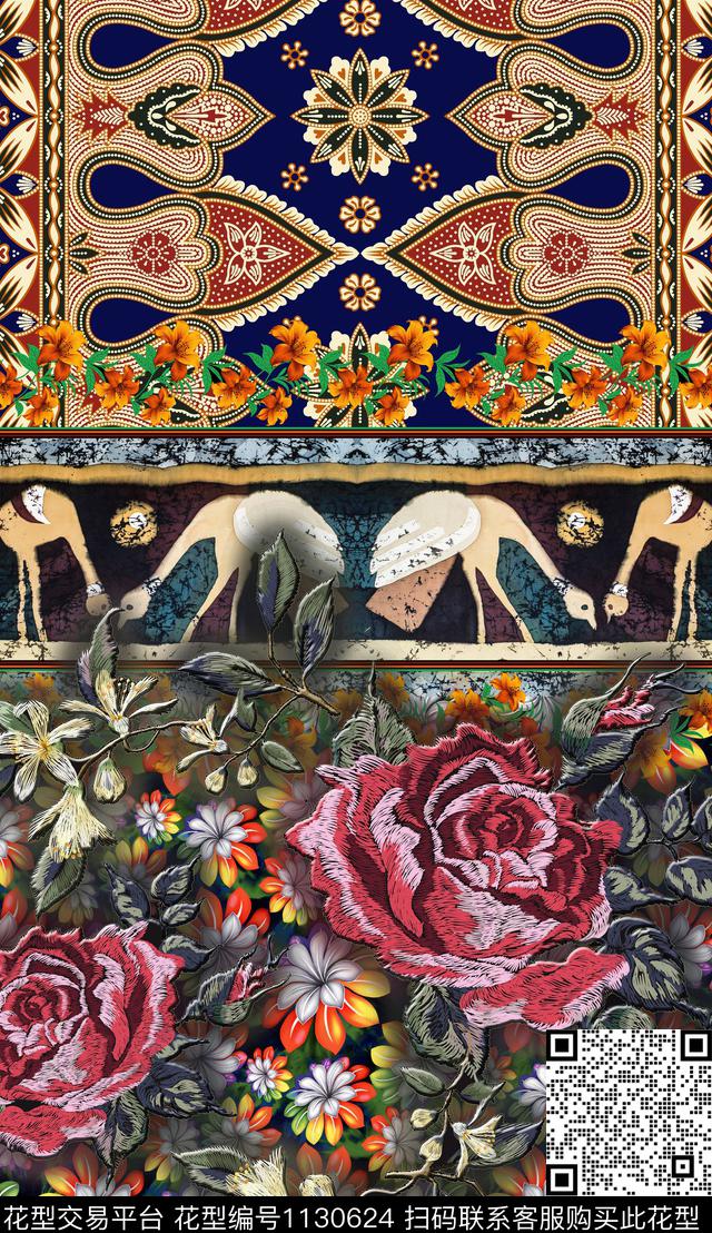 定位花波西米亚民族风数码印花华亿平台下载（图片编号: 1130624） - 瓦栏（Walan）