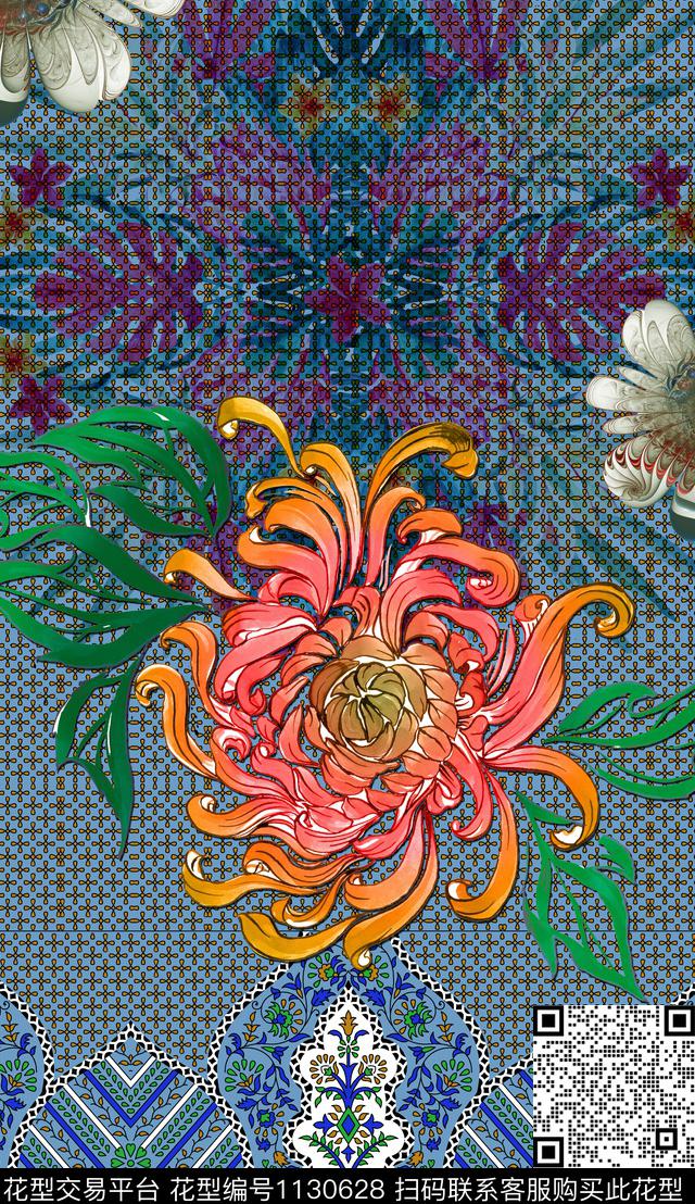 定位花波西米亚民族风数码印花华亿平台下载（图片编号: 1130628） - 瓦栏（Walan）