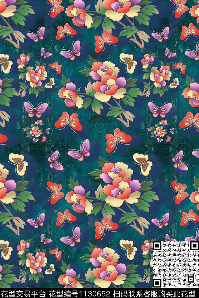 手绘花卉花纹数码印花华亿平台下载（图片编号: 1130652） - 瓦栏（Walan）