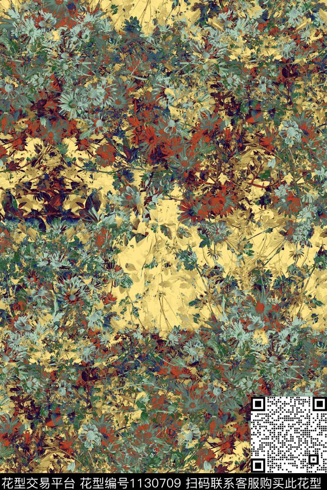 秋冬华亿平台纹理菊花数码印花华亿平台下载（图片编号: 1130709） - 瓦栏（Walan）
